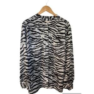 Michael Kors Zebra Print Blouse - Size 3X -Black/White